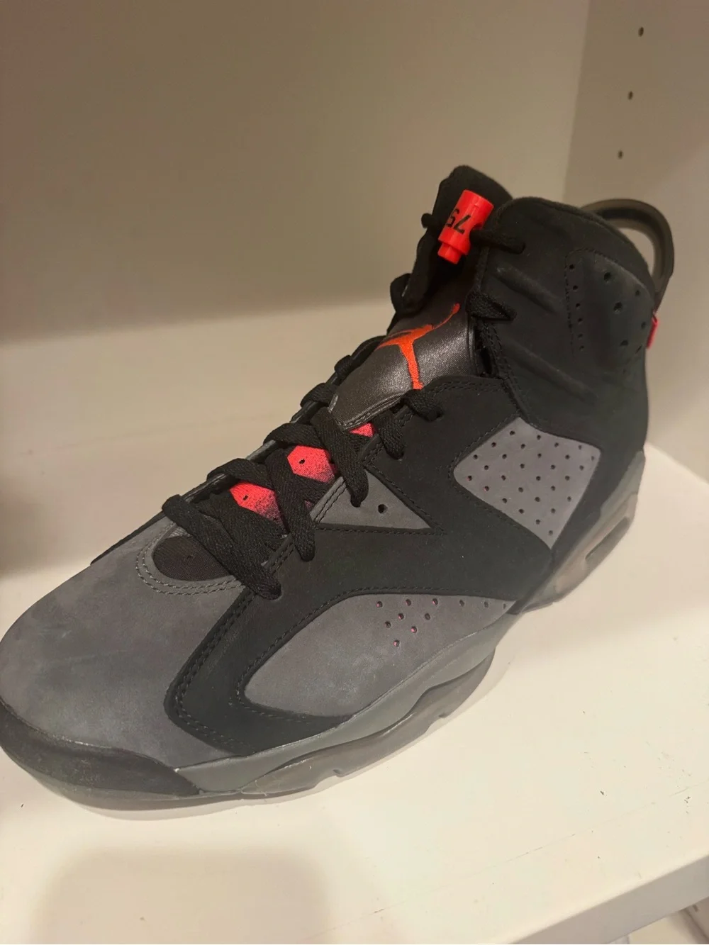 Men's Jordan 6 Gray and Black Sneakers with Red Accents “Paris”